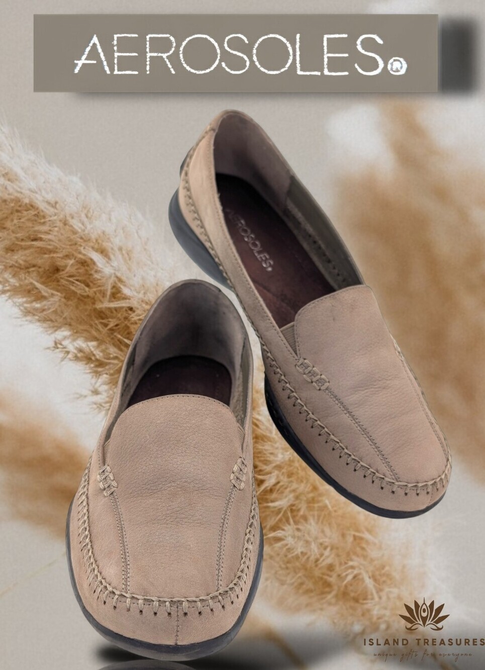 Aerosoles Ivory Tree Size 9.5M Women Taube Soft Leather Moccasin Slip-On Lofers